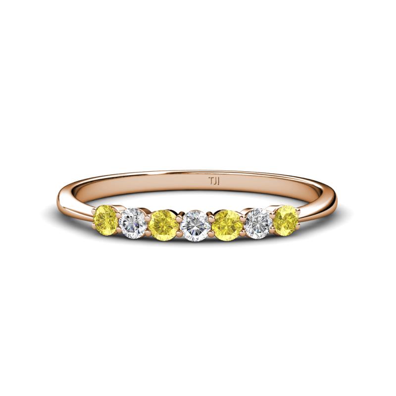 Reina 2.60 mm Yellow Sapphire and Diamond 7 Stone Wedding Band 