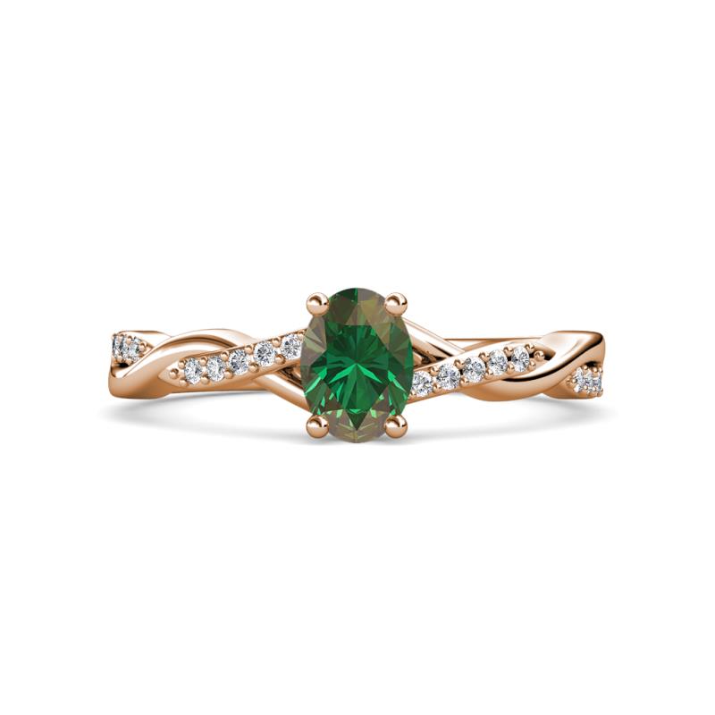 Stacie Desire Oval Cut Lab Created Alexandrite and Round Lab Grown Diamond Twist Infinity Shank Engagement Ring 