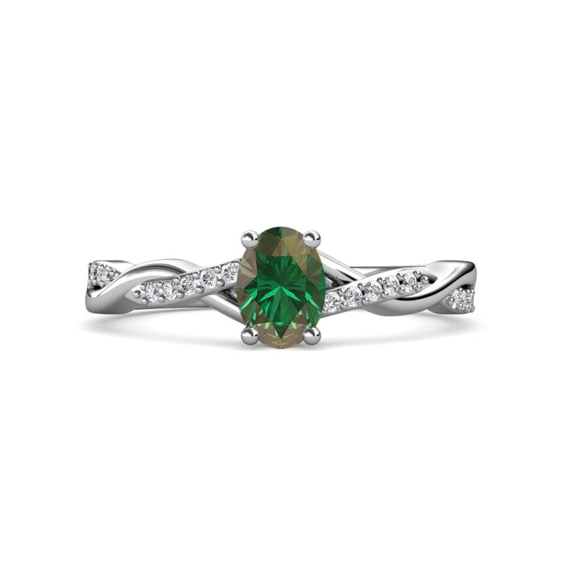 Stacie Desire Oval Cut Lab Created Alexandrite and Round Diamond Twist Infinity Shank Engagement Ring 
