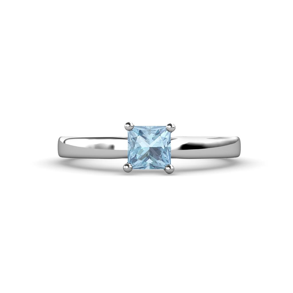 Annora Princess Cut Aquamarine Solitaire Engagement Ring 