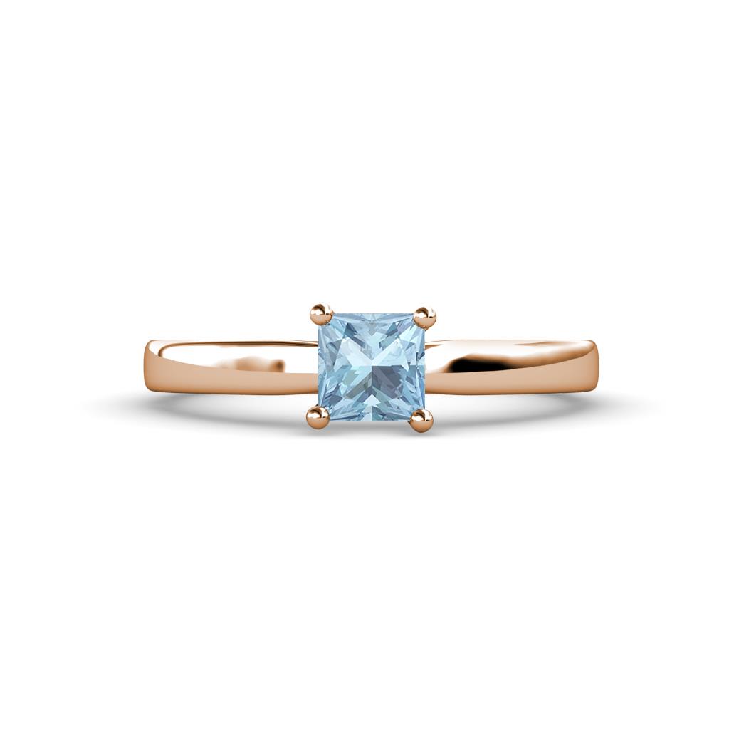 Annora Princess Cut Aquamarine Solitaire Engagement Ring 
