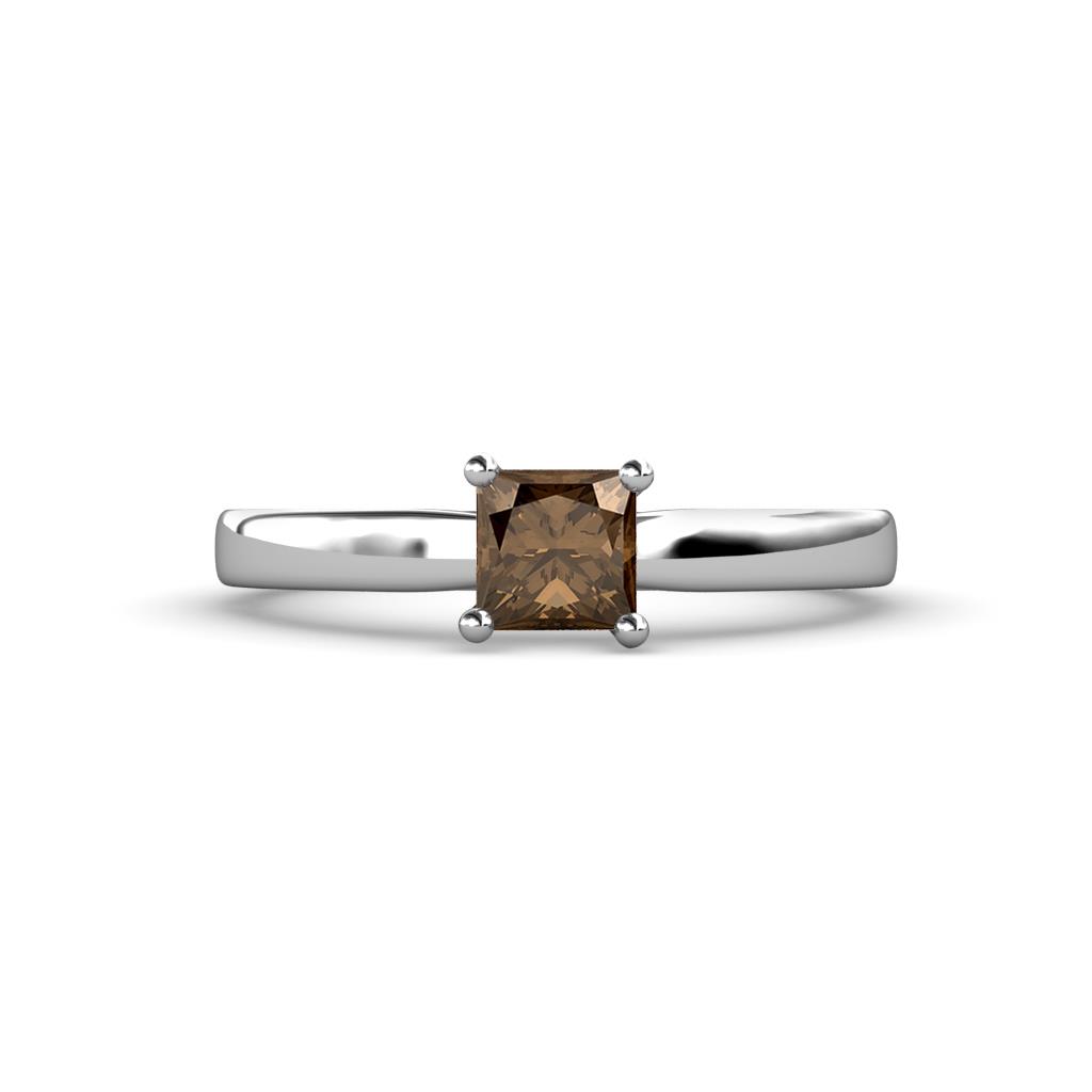 Annora Princess Cut Smoky Quartz Solitaire Engagement Ring 