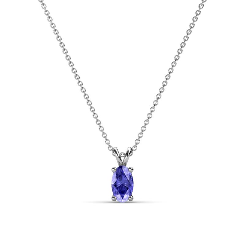 Jassiel 5x3 mm Oval Cut Tanzanite Double Bail Solitaire Pendant Necklace 