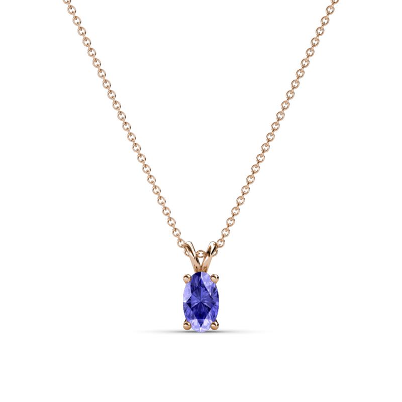 Jassiel 5x3 mm Oval Cut Tanzanite Double Bail Solitaire Pendant Necklace 