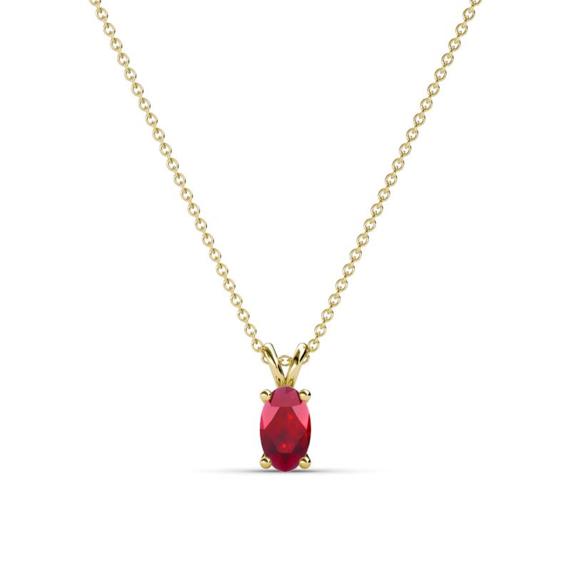 Jassiel 5x3 mm Oval Cut Ruby Double Bail Solitaire Pendant Necklace 