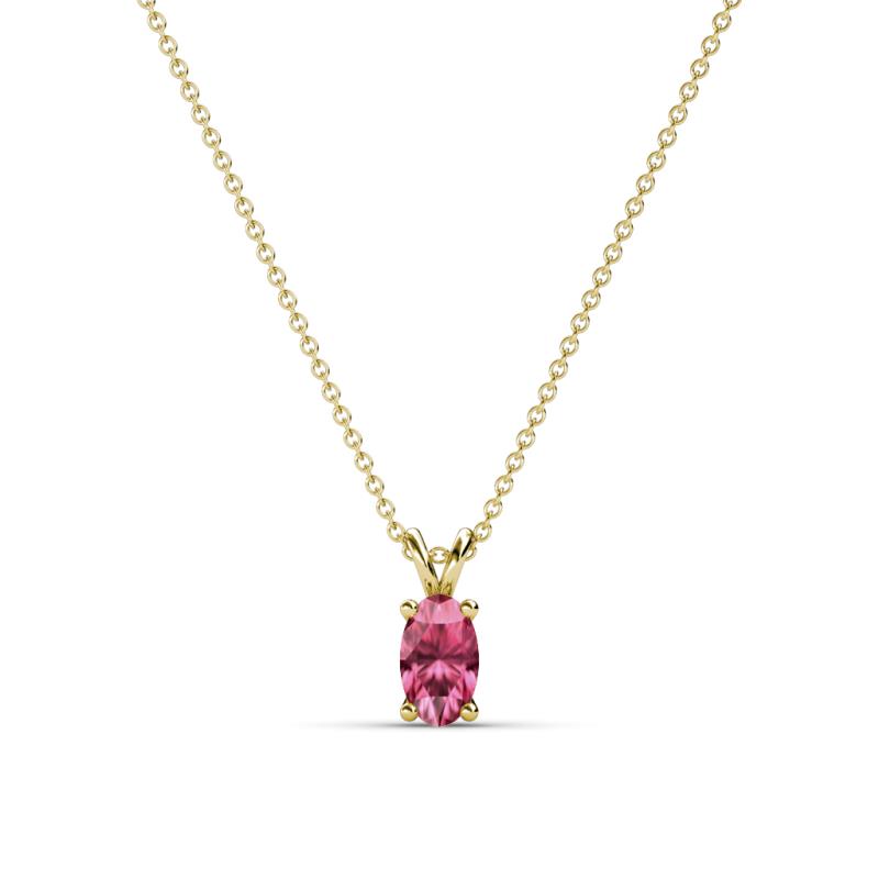Jassiel 5x3 mm Oval Cut Pink Tourmaline Double Bail Solitaire Pendant Necklace 