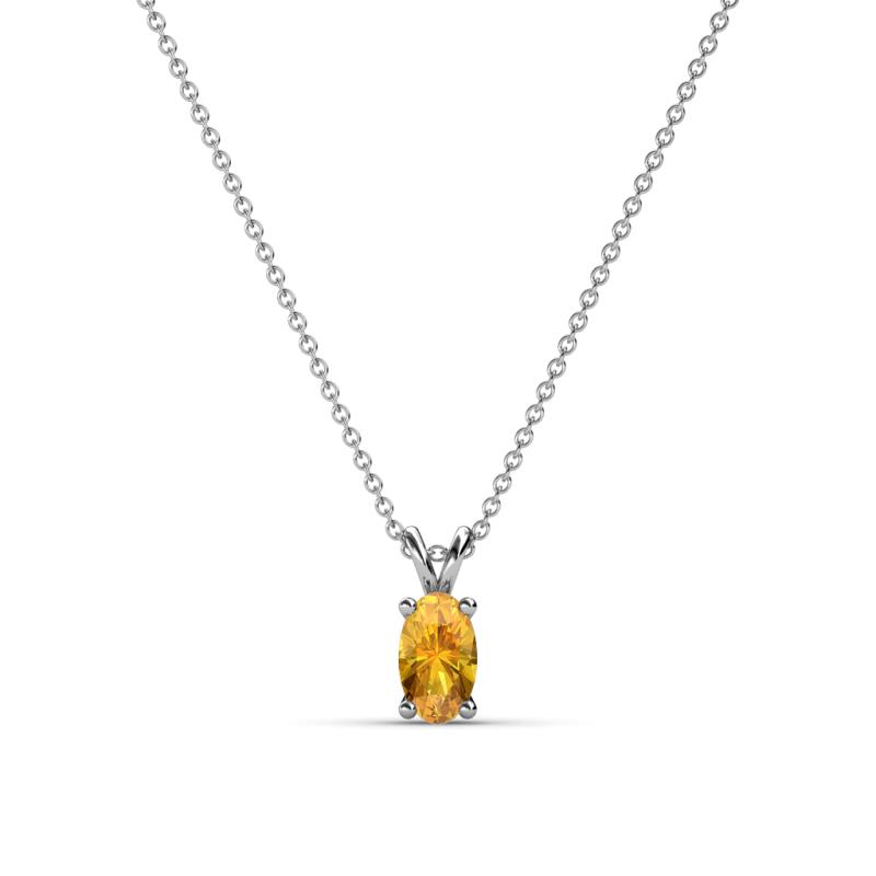 Jassiel 5x3 mm Oval Cut Citrine Double Bail Solitaire Pendant Necklace 