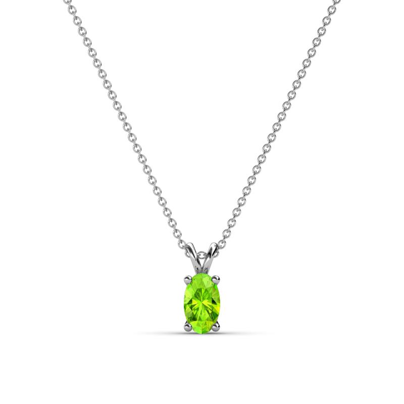 Jassiel 5x3 mm Oval Cut Peridot Double Bail Solitaire Pendant Necklace 