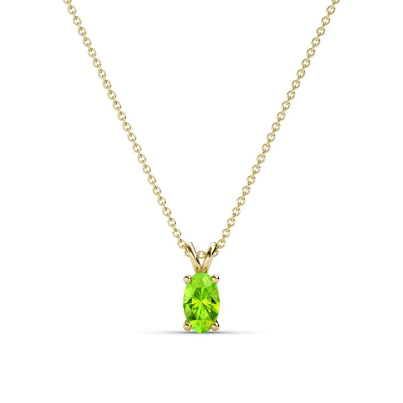Jassiel 5x3 mm Oval Cut Peridot Double Bail Solitaire Pendant Necklace 