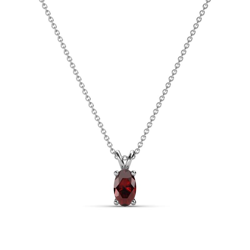 Jassiel 5x3 mm Oval Cut Red Garnet Double Bail Solitaire Pendant Necklace 