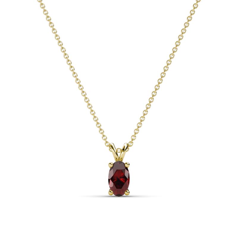 Jassiel 5x3 mm Oval Cut Red Garnet Double Bail Solitaire Pendant Necklace 