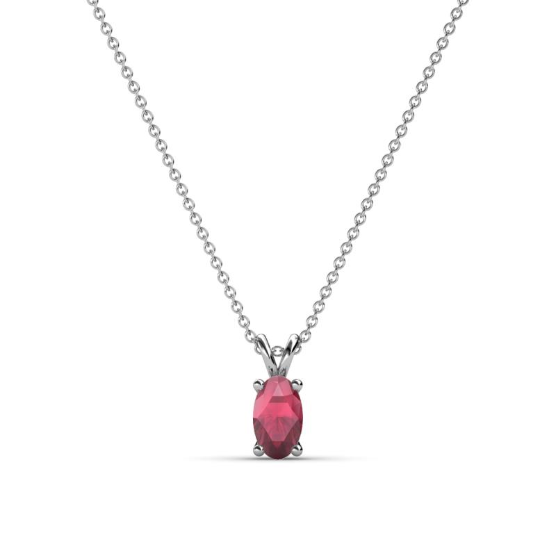 Jassiel 5x3 mm Oval Cut Rhodolite Garnet Double Bail Solitaire Pendant Necklace 