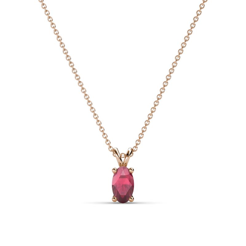 Jassiel 5x3 mm Oval Cut Rhodolite Garnet Double Bail Solitaire Pendant Necklace 