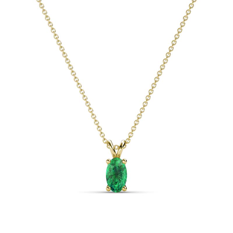 Jassiel 5x3 mm Oval Cut Emerald Double Bail Solitaire Pendant Necklace 
