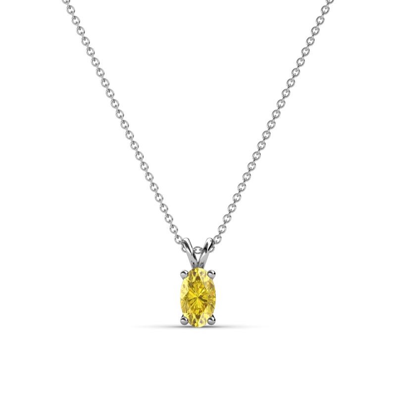 Jassiel 5x3 mm Oval Cut Yellow Sapphire Double Bail Solitaire Pendant Necklace 