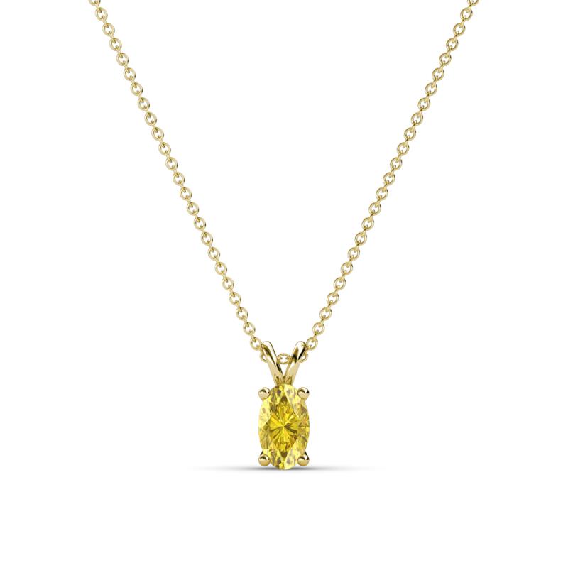 Jassiel 5x3 mm Oval Cut Yellow Sapphire Double Bail Solitaire Pendant Necklace 