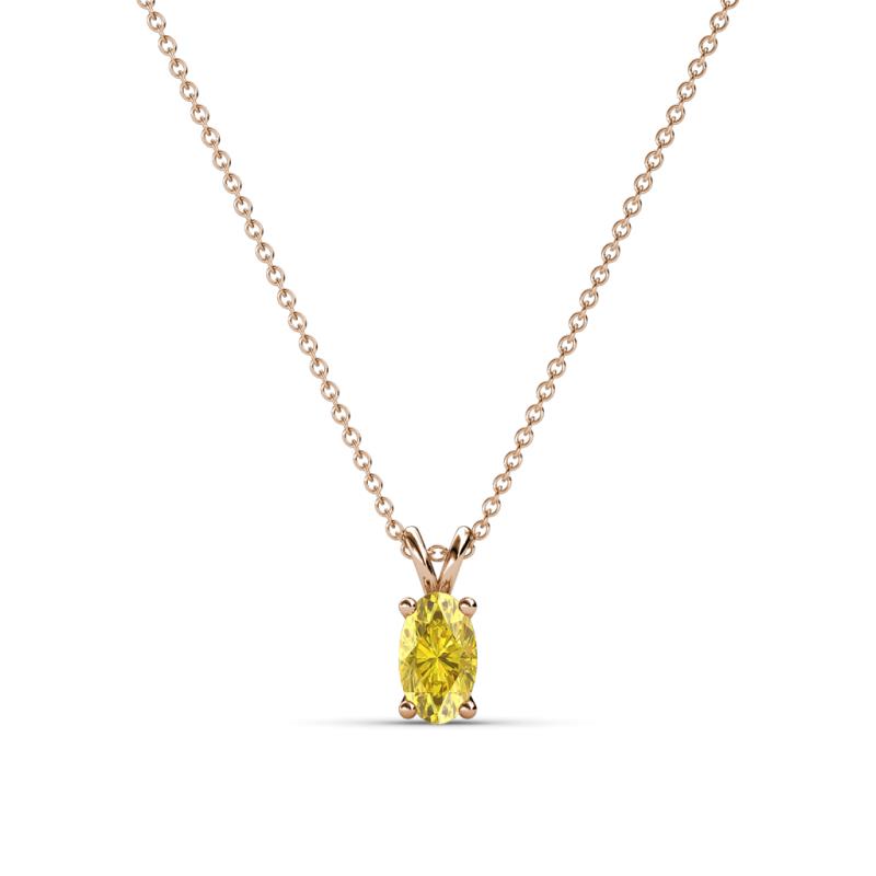 Jassiel 5x3 mm Oval Cut Yellow Sapphire Double Bail Solitaire Pendant Necklace 