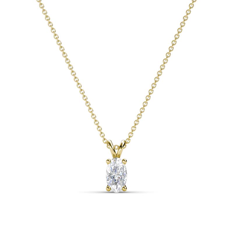 Jassiel 5x3 mm Oval Cut White Sapphire Double Bail Solitaire Pendant Necklace 