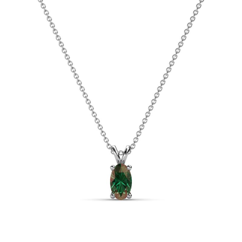 Jassiel 5x3 mm Oval Cut Lab Created Alexandrite Double Bail Solitaire Pendant Necklace 