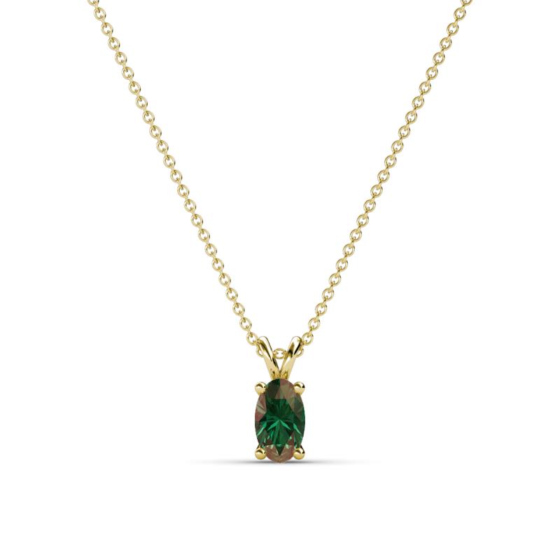 Jassiel 5x3 mm Oval Cut Lab Created Alexandrite Double Bail Solitaire Pendant Necklace 