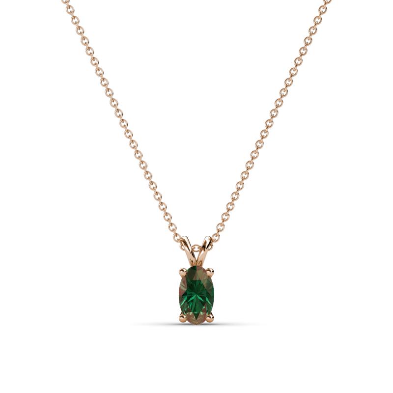 Jassiel 5x3 mm Oval Cut Lab Created Alexandrite Double Bail Solitaire Pendant Necklace 