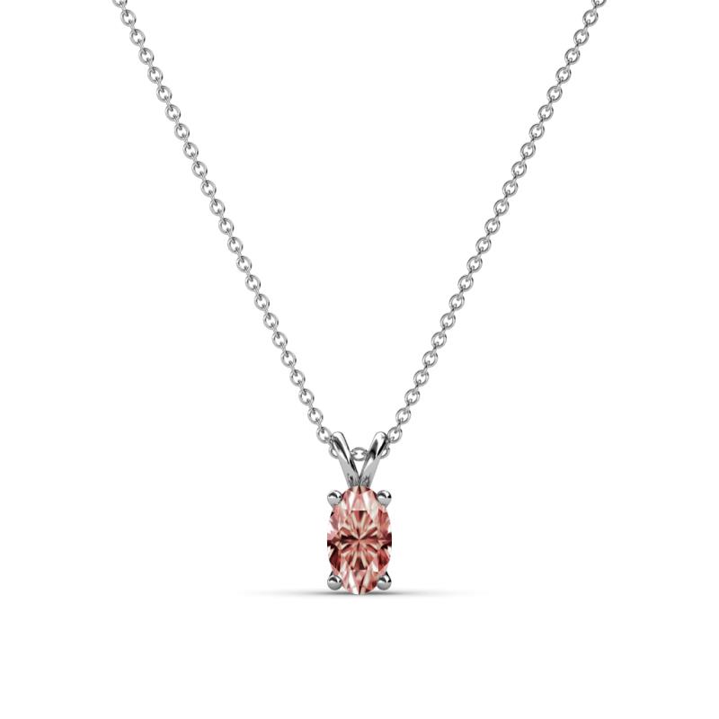 Jassiel 5x3 mm Oval Cut Morganite Double Bail Solitaire Pendant Necklace 