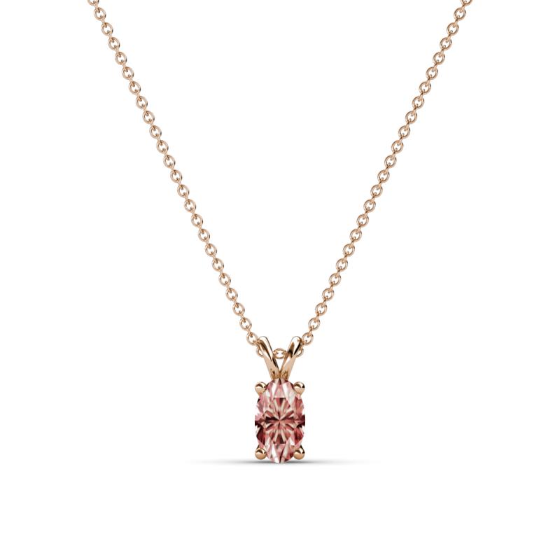 Jassiel 5x3 mm Oval Cut Morganite Double Bail Solitaire Pendant Necklace 