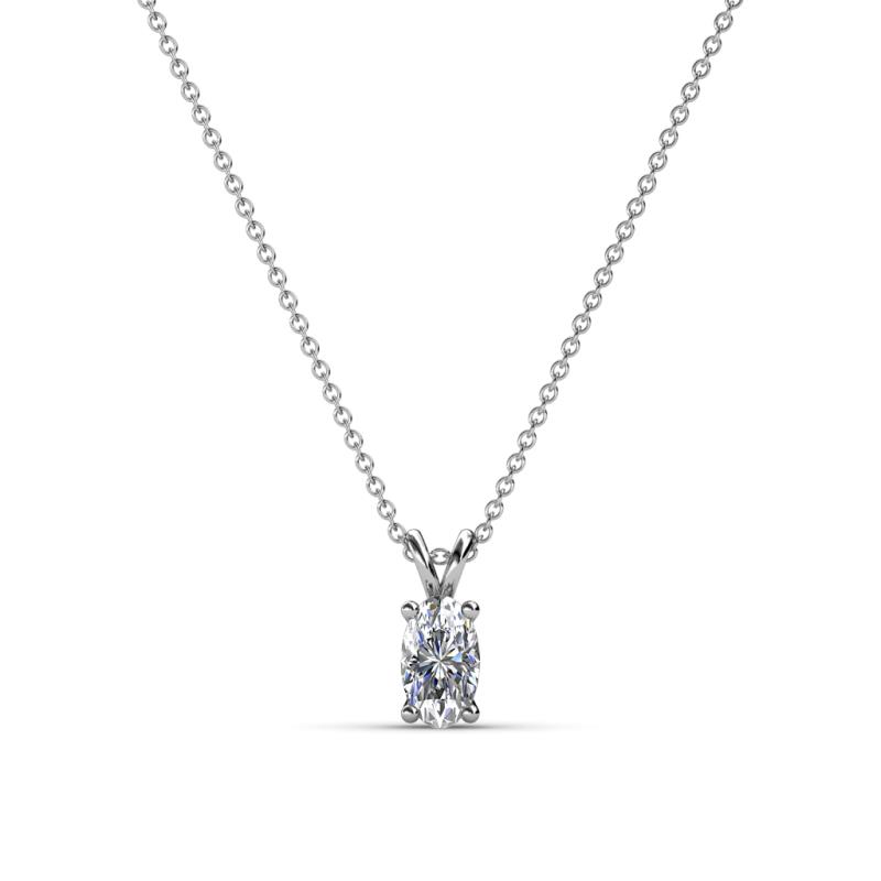 Jassiel 5x3 mm Oval Cut Diamond Double Bail Solitaire Pendant Necklace 