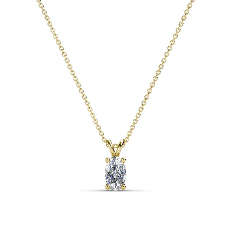 Jassiel 5x3 mm Oval Cut Lab Grown Diamond Double Bail Solitaire Pendant Necklace 