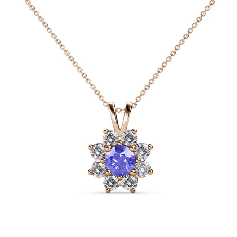 Ianthe Tanzanite and Diamond Floral Halo Pendant 