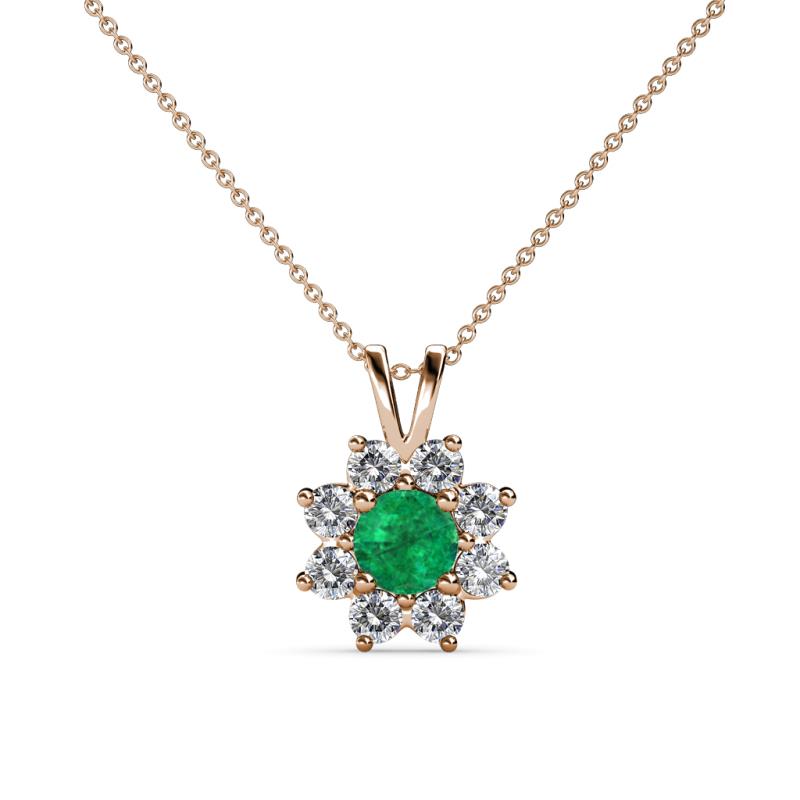 Ianthe Emerald and Diamond Floral Halo Pendant 
