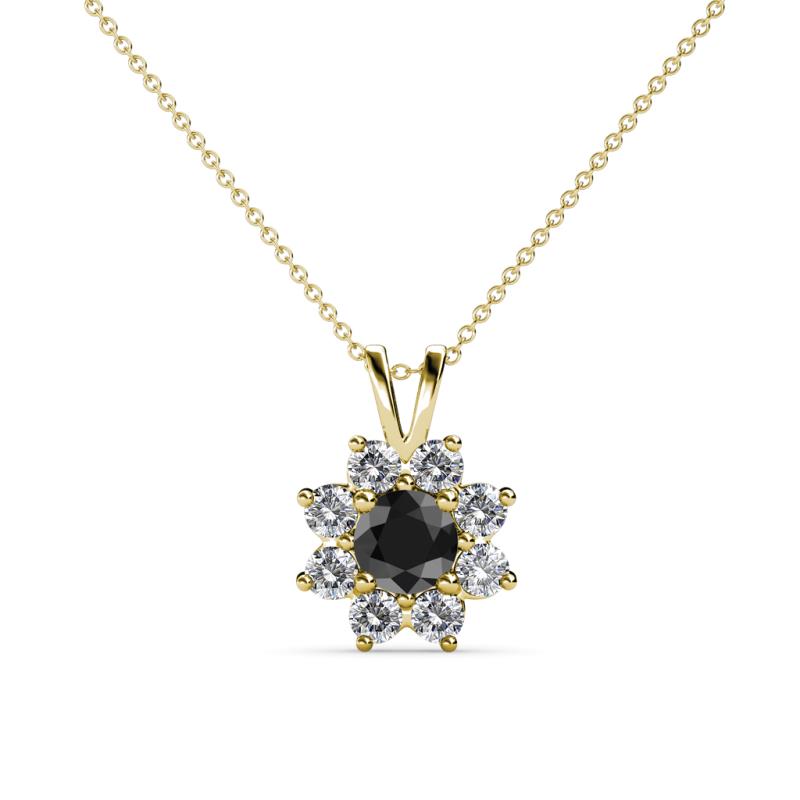 Ianthe Black and White Diamond Floral Halo Pendant 