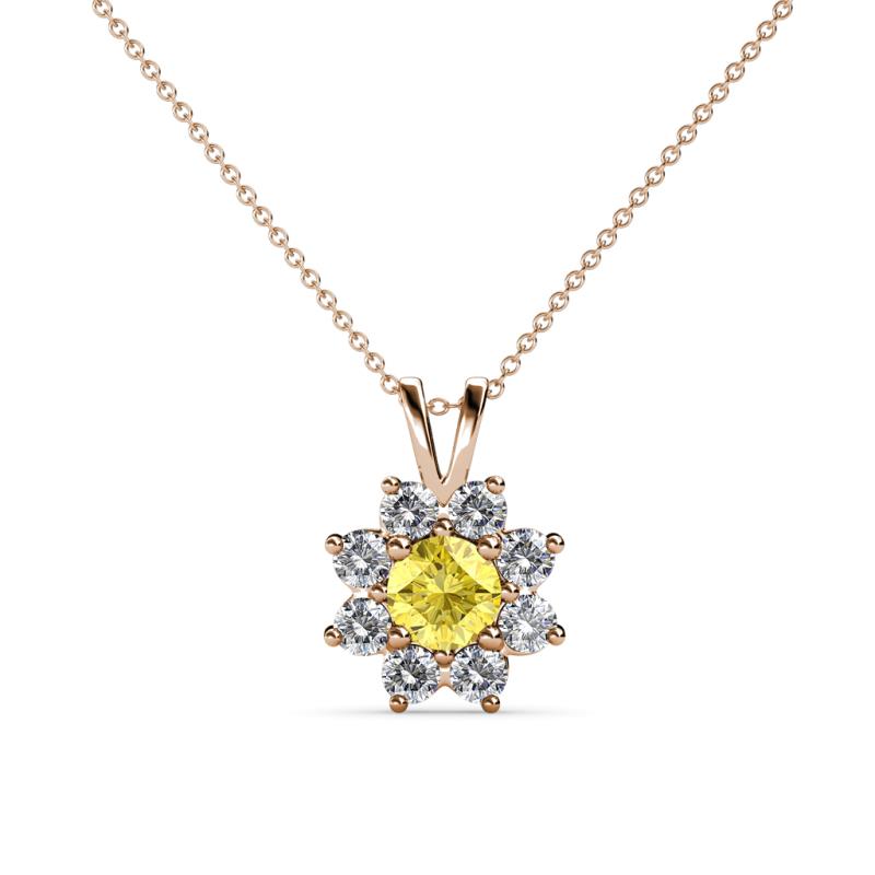 Ianthe Yellow Sapphire and Diamond Floral Halo Pendant 