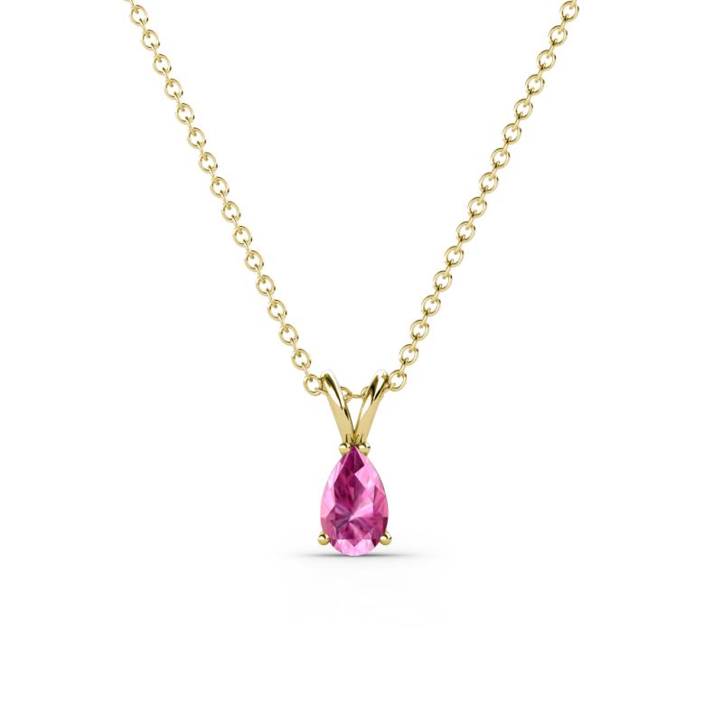Jassiel 5x3 mm Pear Cut Pink Sapphire Double Bail Solitaire Pendant Necklace 
