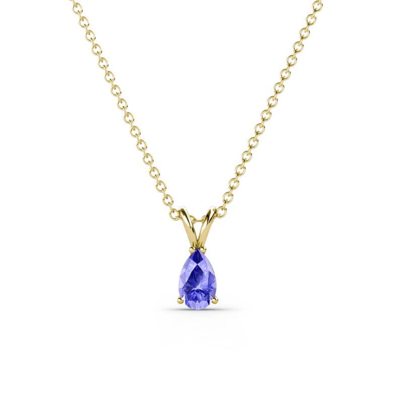 Jassiel 5x3 mm Pear Cut Tanzanite Double Bail Solitaire Pendant Necklace 