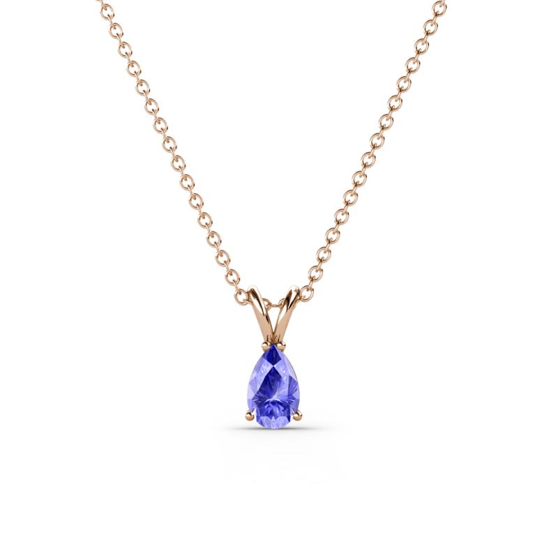 Jassiel 5x3 mm Pear Cut Tanzanite Double Bail Solitaire Pendant Necklace 