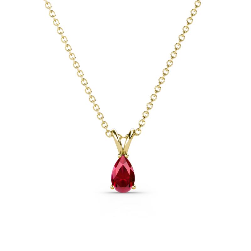 Jassiel 5x3 mm Pear Cut Ruby Double Bail Solitaire Pendant Necklace 