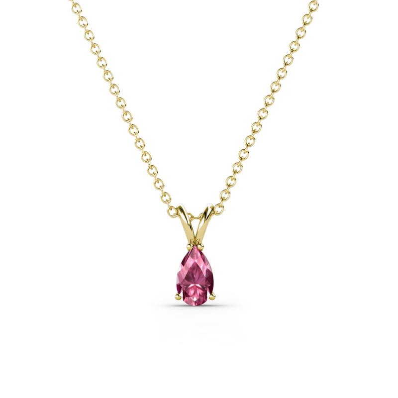 Jassiel 5x3 mm Pear Cut Pink Tourmaline Double Bail Solitaire Pendant Necklace 