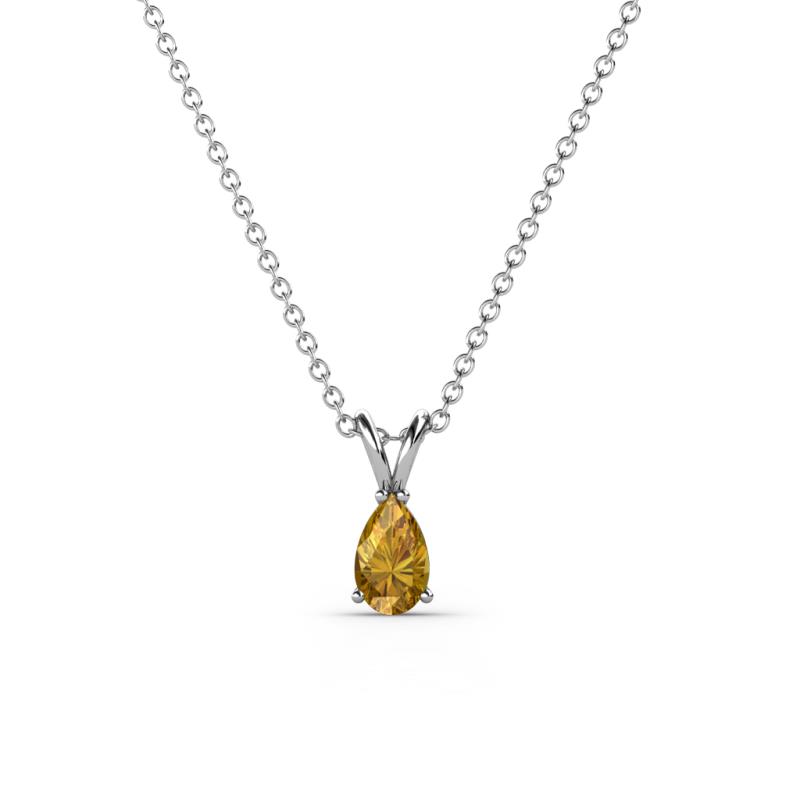 Jassiel 5x3 mm Pear Cut Citrine Double Bail Solitaire Pendant Necklace 