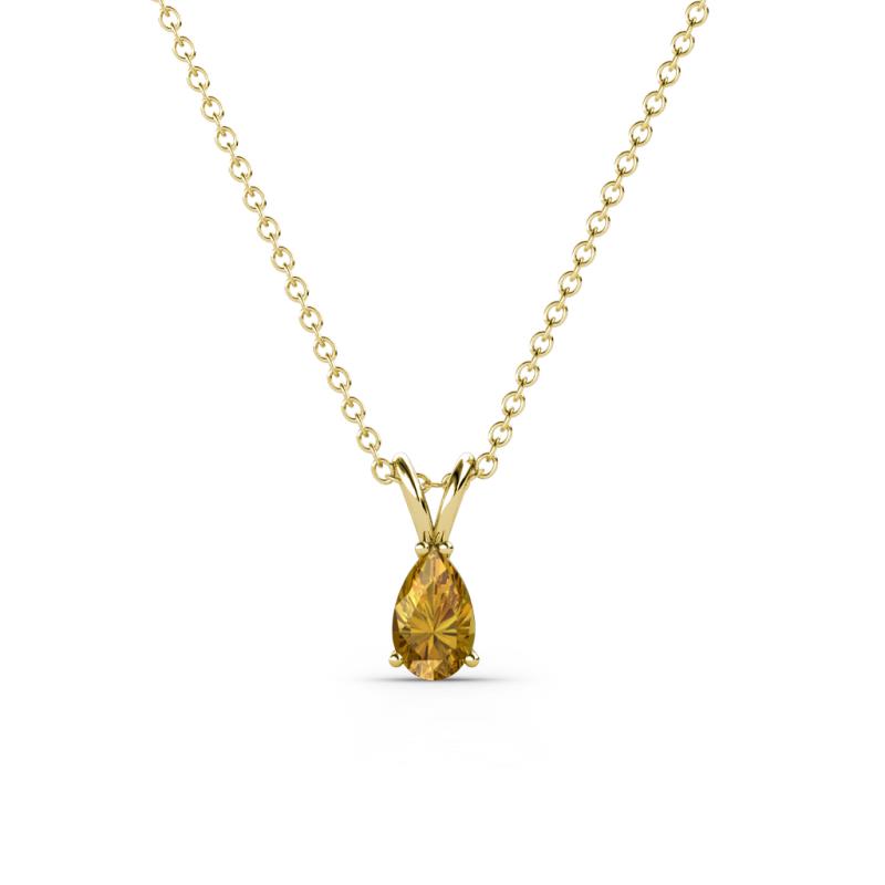 Jassiel 5x3 mm Pear Cut Citrine Double Bail Solitaire Pendant Necklace 