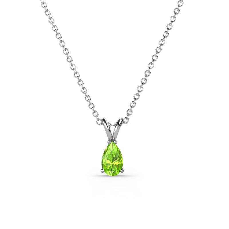 Jassiel 5x3 mm Pear Cut Peridot Double Bail Solitaire Pendant Necklace 