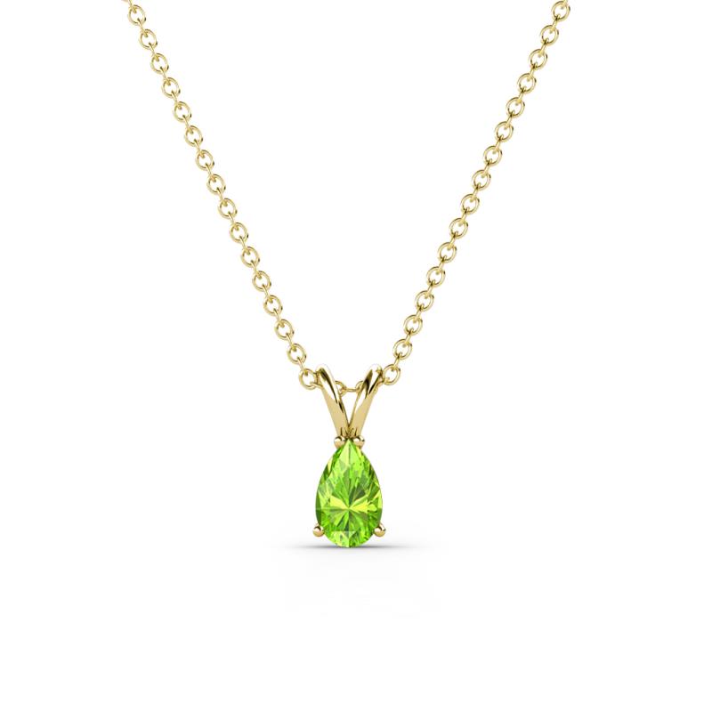 Jassiel 5x3 mm Pear Cut Peridot Double Bail Solitaire Pendant Necklace 