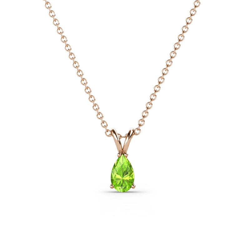 Jassiel 5x3 mm Pear Cut Peridot Double Bail Solitaire Pendant Necklace 