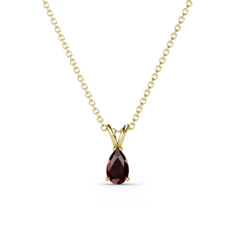 Jassiel 5x3 mm Pear Cut Red Garnet Double Bail Solitaire Pendant Necklace 