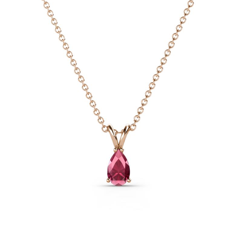 Jassiel 5x3 mm Pear Cut Rhodolite Garnet Double Bail Solitaire Pendant Necklace 