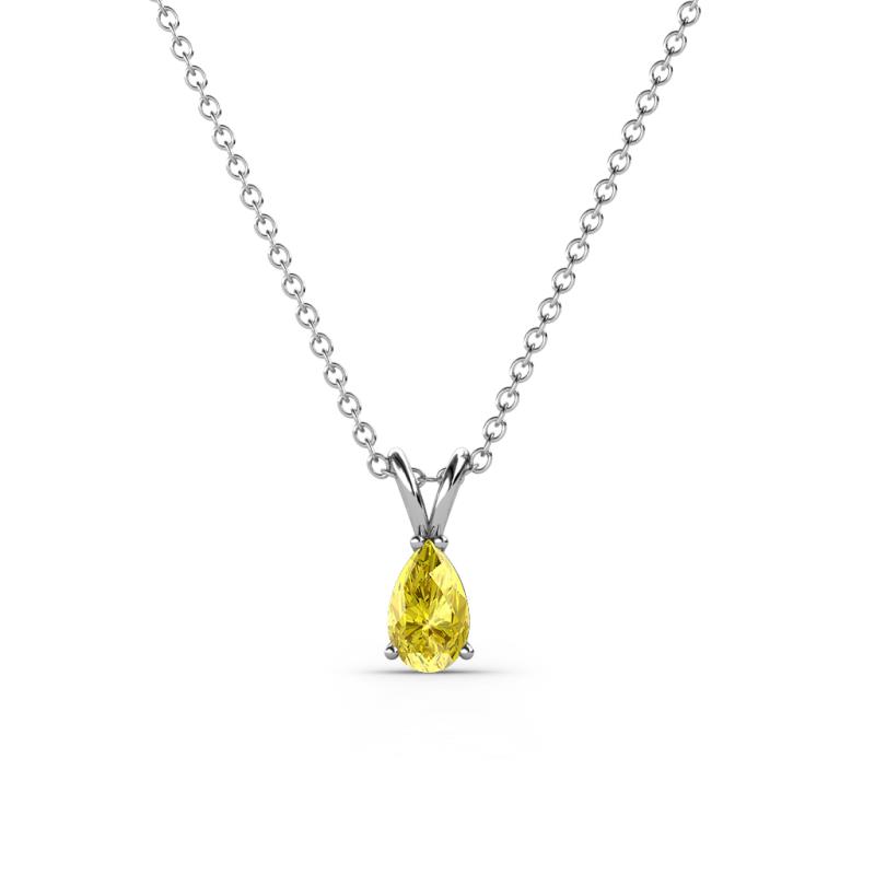 Jassiel 5x3 mm Pear Cut Yellow Sapphire Double Bail Solitaire Pendant Necklace 