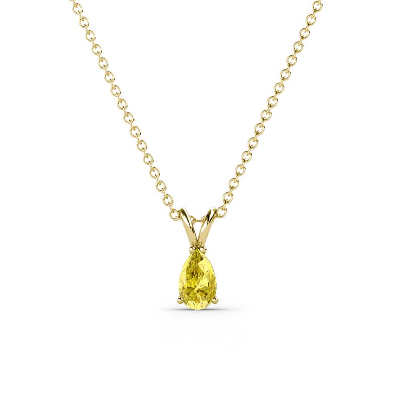 Jassiel 5x3 mm Pear Cut Yellow Sapphire Double Bail Solitaire Pendant Necklace 