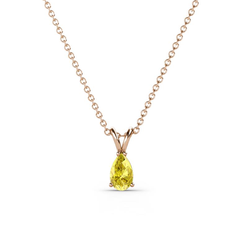 Jassiel 5x3 mm Pear Cut Yellow Sapphire Double Bail Solitaire Pendant Necklace 