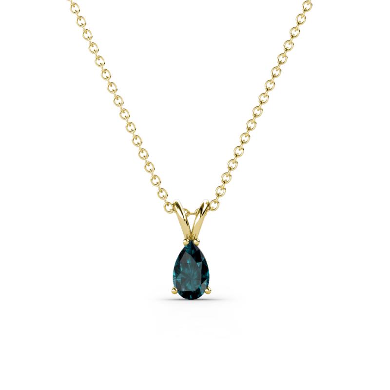 Jassiel 5x3 mm Pear Cut London Blue Topaz Double Bail Solitaire Pendant Necklace 