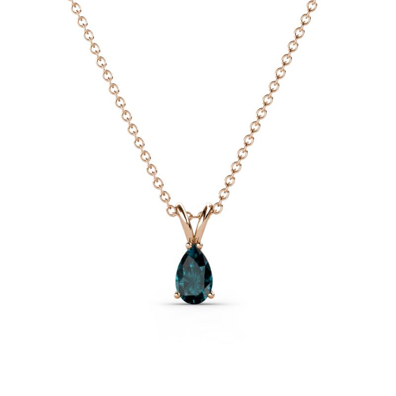 Jassiel 5x3 mm Pear Cut London Blue Topaz Double Bail Solitaire Pendant Necklace 